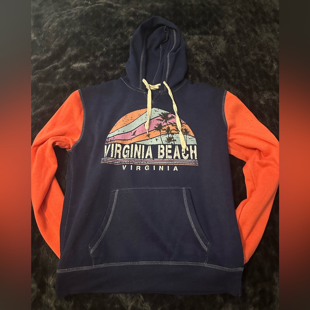 Virginia Beach Graphic Hoodie - Navy and Orange